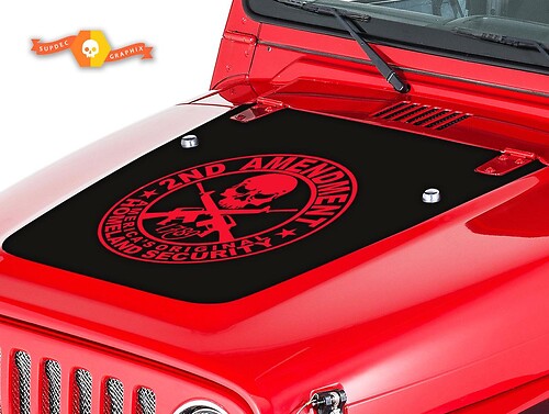 2nd Amendment Skull & Guns Hood Vinyl Decal Sticker for Jeep Wrangler 1999-2006