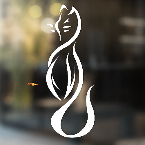 Smooth Lines Style Cat Universal Vinyl Decal Sticker