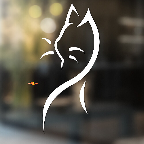 Smooth Tribal Style Cat Universal Vinyl Decal Sticker