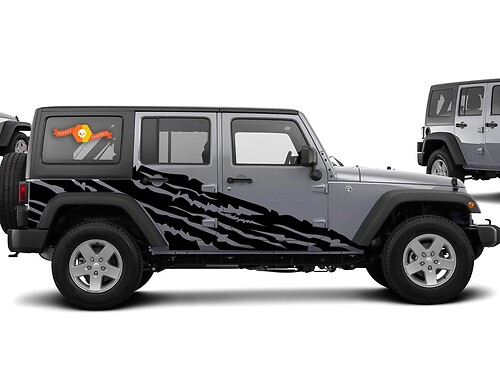 Torn Style Side Vinyl Decal Sticker for Jeep Wrangler 2007-2016