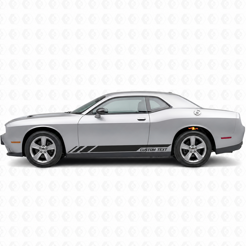 CUSTOM TEXT Triple Slant Rocker Stripe Pair Rocker Panel Vinyl Decal Sticker for Dodge Challenger 2009-2018