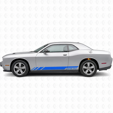 CUSTOM TEXT Triple Slant Rocker Stripe Pair Rocker Panel Vinyl Decal Sticker for Dodge Challenger 2009-2018_2