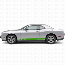 CUSTOM TEXT Triple Slant Rocker Stripe Pair Rocker Panel Vinyl Decal Sticker for Dodge Challenger 2009-2018_3
