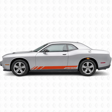 CUSTOM TEXT Triple Slant Rocker Stripe Pair Rocker Panel Vinyl Decal Sticker for Dodge Challenger 2009-2018_4