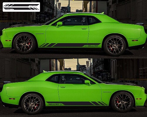 Hellcat Style Stripes Rocker Panel Vinyl Decal Sticker for Dodge Challenger 2009-2018