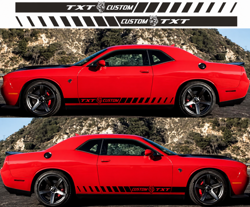 Custom Stripes Side Vinyl Decal Sticker for Dodge Challenger SRT, Hellcat 2009-2018
