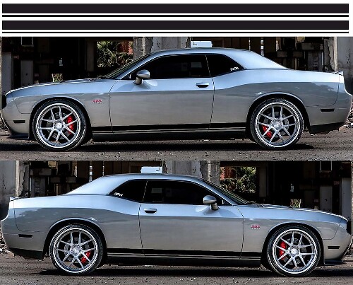Rally Style Side Stripe Vinyl Decal Kit for Dodge Challenger 2009-2018
