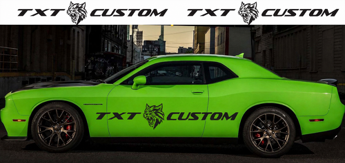 TXT CUSTOM Cat Graphic Side Vinyl Decal Sticker for Dodge Challenger SRT, Hellcat 2009-2018