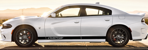 CUSTOM Cursive Solid Rocker Stripe Pair Rocker Panel Vinyl Decal Sticker for Dodge Charger 2011-2017