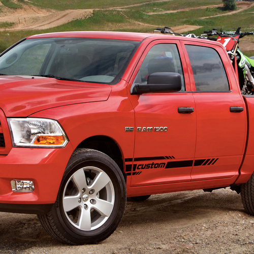 custom Twin Door Stripe Pair Door Vinyl Decal Sticker for Dodge Ram 1500 2009-2017