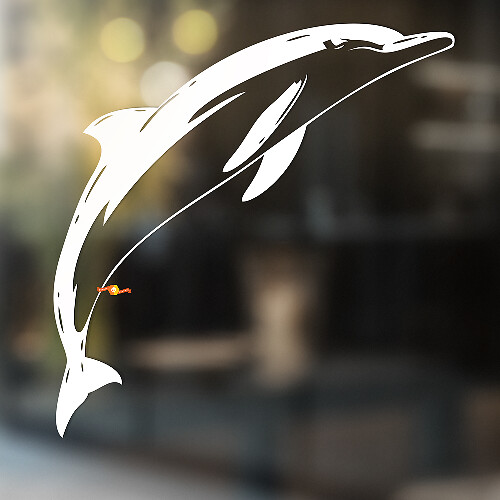 Jumping Dolphin Silhouette Universal Vinyl Decal Sticker