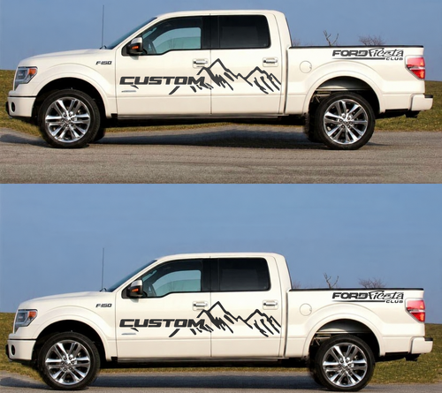 CUSTOM Mountain Graphic Pair Door Vinyl Decal Sticker for Ford F-150 Raptor