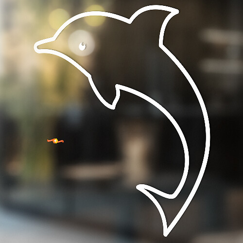 Jumping Dolphin Outline Style Universal Vinyl Decal Sticker