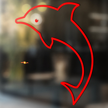 Jumping Dolphin Outline Style Universal Vinyl Decal Sticker_2