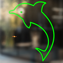Jumping Dolphin Outline Style Universal Vinyl Decal Sticker_3