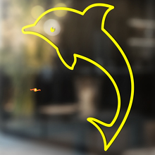 Jumping Dolphin Outline Style Universal Vinyl Decal Sticker_4