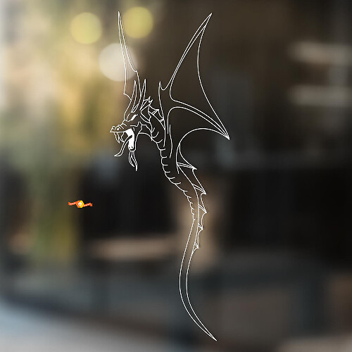 Flying Dragon Silhouette Outline Universal Vinyl Decal Sticker_1