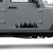 Tree Forest Die Cut Vinyl Door Sticker PNW Pine Trees Woods Silhouette Graphic for Jeep 3