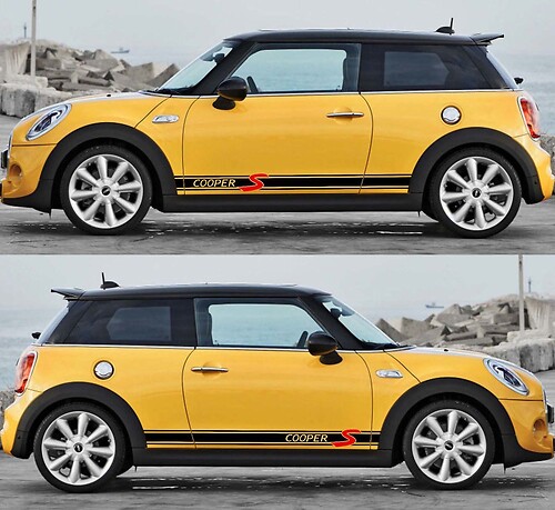 2X Mini Cooper S Side Stripe Decals Stickers 2014-2018