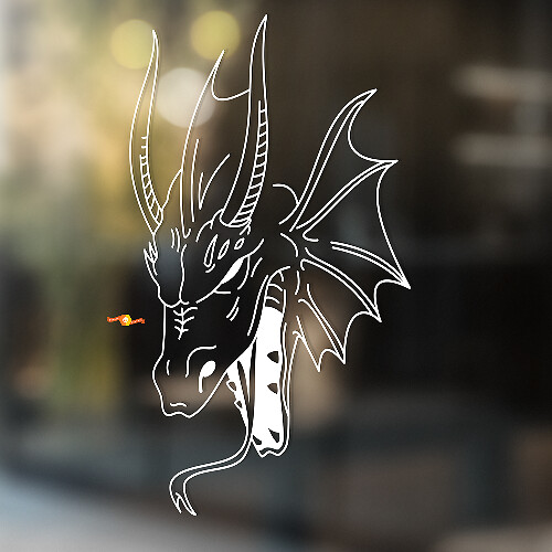 Dragon Head Outline Art Universal Vinyl Decal Sticker