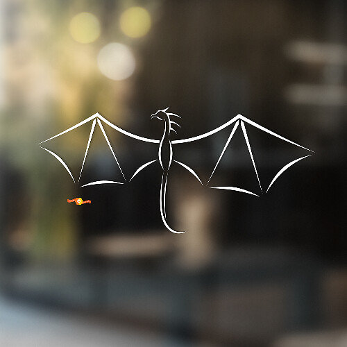 Flying Dragon Outline Minimalist Style Universal Vinyl Decal Sticker