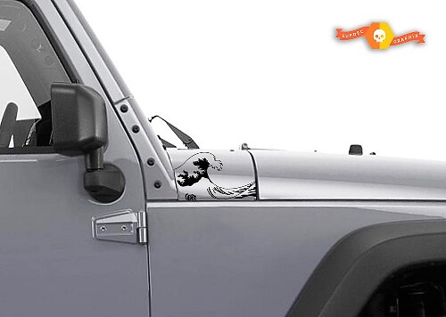 Ocean Wave Hood Side Vinyl Decal Set for Jeep Wrangler JK