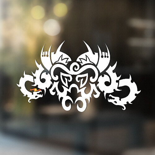 Two Dragons Abstract Ornament Universal Vinyl Decal Sticker_1