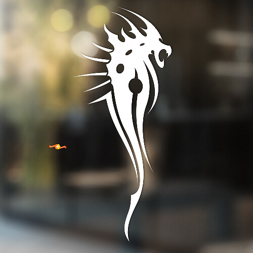 Tribal-Style Dragon with Spikes Universal Vinyl Decal Sticker