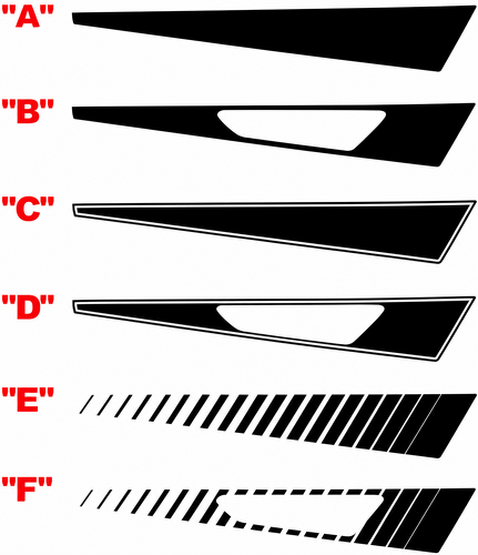 Vent Cutout Spear Stripe Pair Hood Vinyl Decal Sticker for Chevrolet Camaro 2016-2024