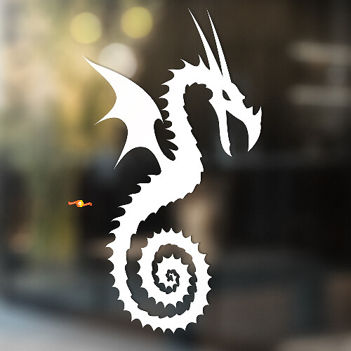 Dragon with Spiral-Coiled Tail Universal Vinyl Decal Sticker