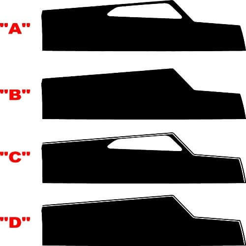 T Shape Vent Cutout Panel Pair Hood Vinyl Decal Sticker for Chevrolet Camaro 2016-2024