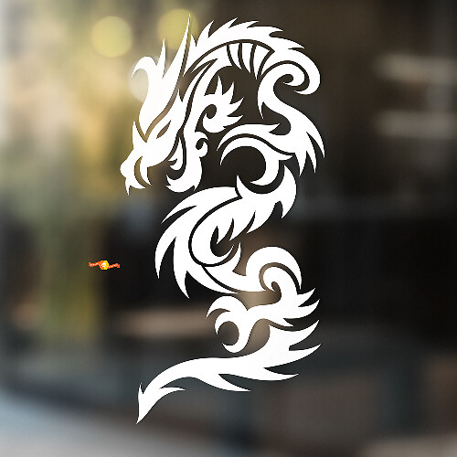 Dragon with Tribal Pattern Universal Vinyl Decal Sticker_1