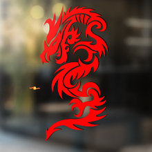 Dragon with Tribal Pattern Universal Vinyl Decal Sticker_2