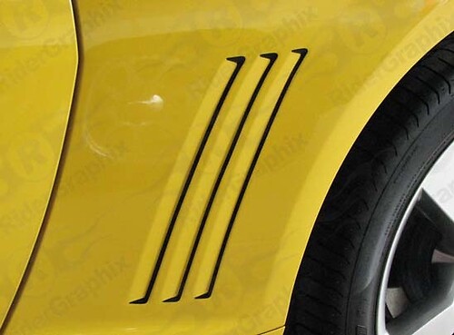 2010 - 2015 Chevrolet Camaro Rear Quarter Panel Side Vent  Accent Blackout Stickers Decals Style II