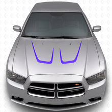 Twin Cambered Hood Stripe Vinyl Decal Kit for Dodge Charger 2011-2014_2