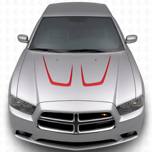 Twin Cambered Hood Stripe Vinyl Decal Kit for Dodge Charger 2011-2014_3