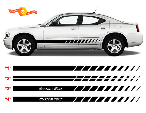 Custom Strobe Style Stripes Side Vinyl Decal Sticker for Dodge Charger 2006-2010