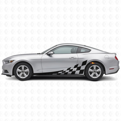 Checkered Flag Style Stripes Side Vinyl Decal Kit for Musclecar Musclecarmodel 2015-20