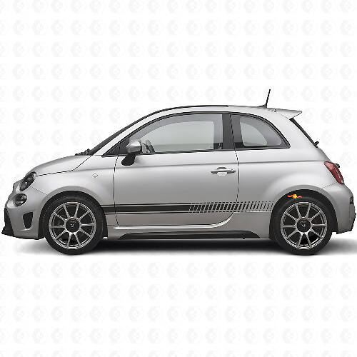Checkered Racing Side Stripes Vinyl Decal Kit for Fiat 500 Abarth 2007+