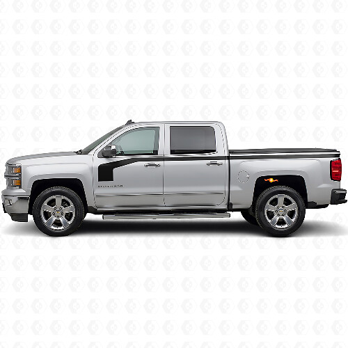 Hockey Stick Style Side Stripes Vinyl Decal Kit for Chevrolet Silverado 1500 2014+