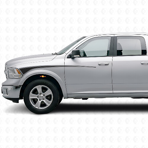 Outline Stripes Front Fender & Door Vinyl Decal Kit for Dodge Ram 2009+
