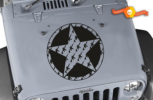 Oscar Mike M4 M16A2 5.56 Rifle Sta Hood Vinyl Decal Sticker for Jeep Wrangler