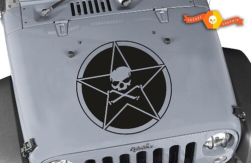 Oscar Mike Skull and Bones Star Hood Vinyl Decal Sticker for Jeep Wrangler