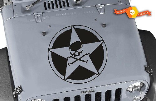 Skull and Bones Star Hood Vinyl Decal Sticker for Jeep Wrangler