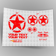 Oscar Mike Style Military Distressed Star Decal Kit Hood Stickers Decals for Jeep Wrangler 3