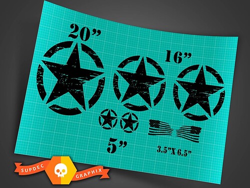 Distressed Military Stars & USA Flag Full Kit Vinyl Decal Sticker