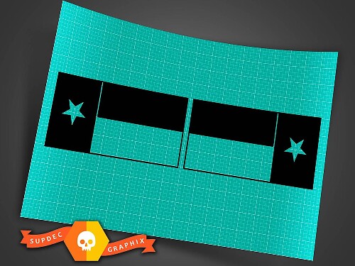 Military Black Texas State Flag Reversed Charging Sticker Decal Set for Jeep Wrangler