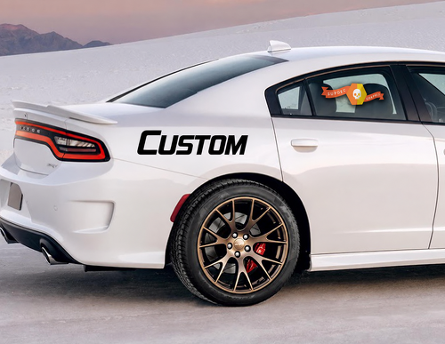 CUSTOM Italic Wordmark Pair Side Rear Fender Vinyl Decal Sticker for Dodge Charger