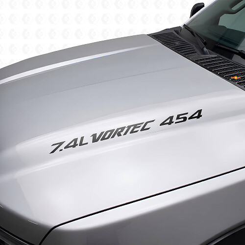 7.4L Vortec 454 Hood Vinyl Decals Pair for Chevy Trucks