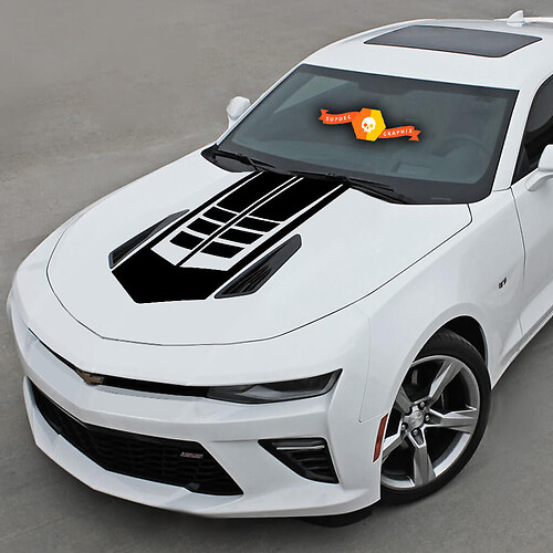 Techno Style Stripes Hood Vinyl Decal Sticker for Chevrolet Camaro 2016-2018